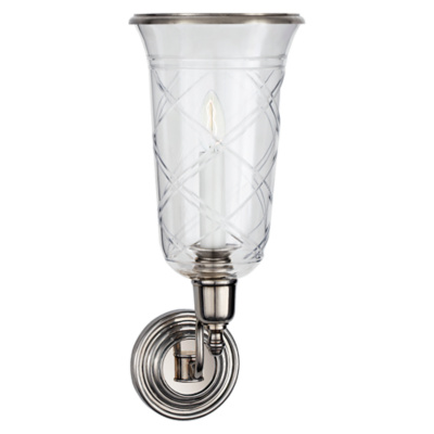 Cambridge Single Sconce in Butler's Silver with Clear Glass